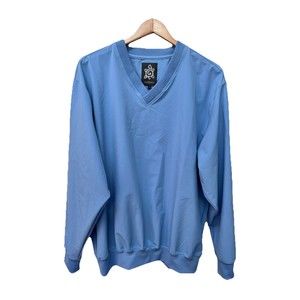 Turtleson Golf Pullover V Neck Sz L Blue Polyester Spandex Windbreaker Jacket
